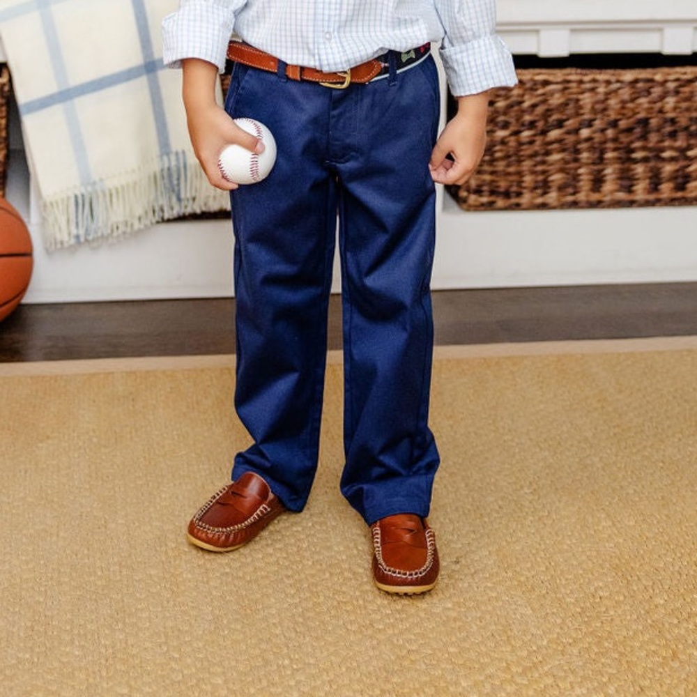 TBBC Boys Prep School Pants in Nantucket Navy with Richmond Red Stork